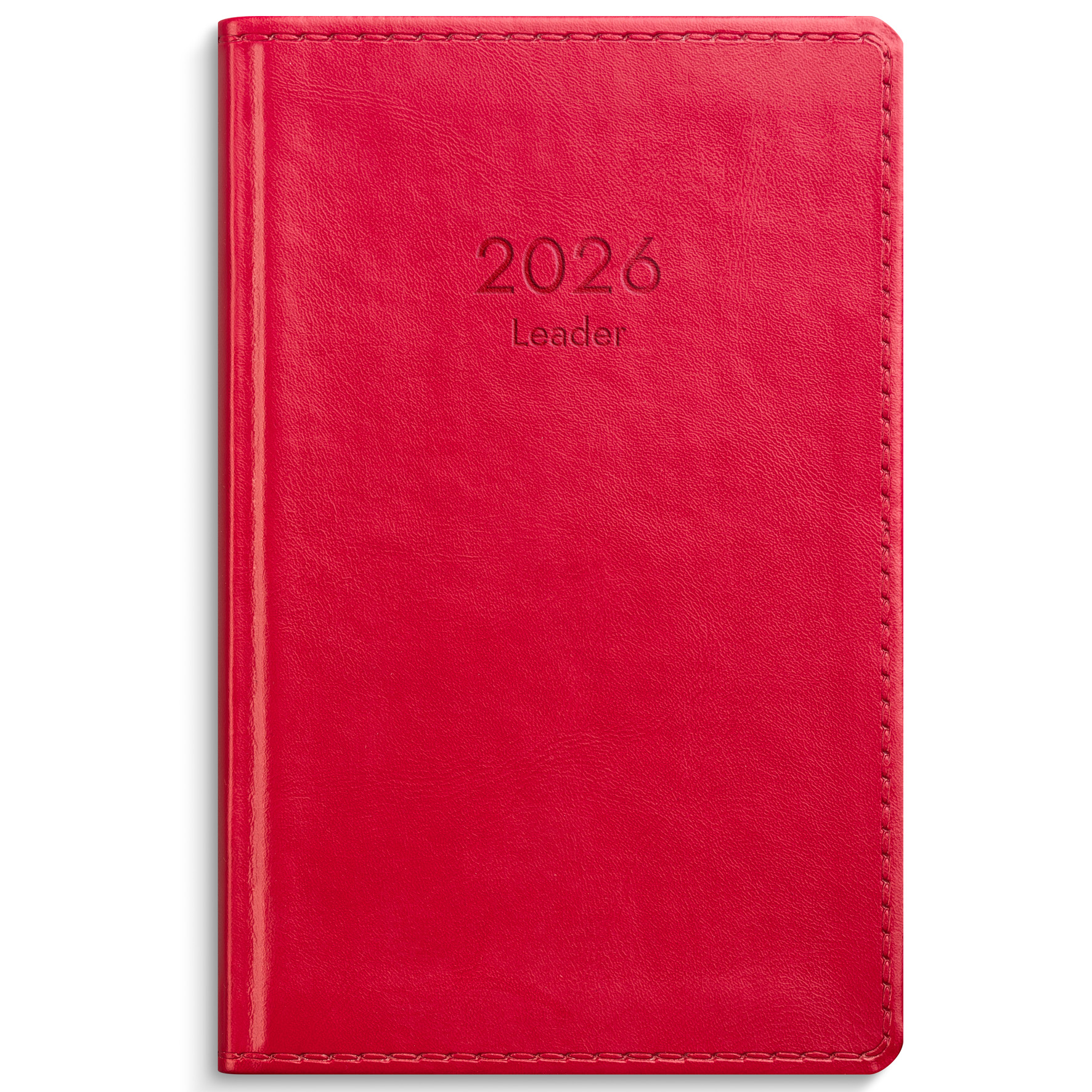 Kalender Leader 2026 röd konstläder