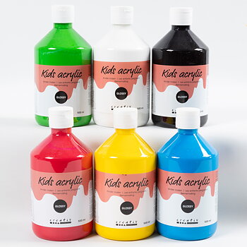 Akrylfärg blank 500ml mix 6/fp