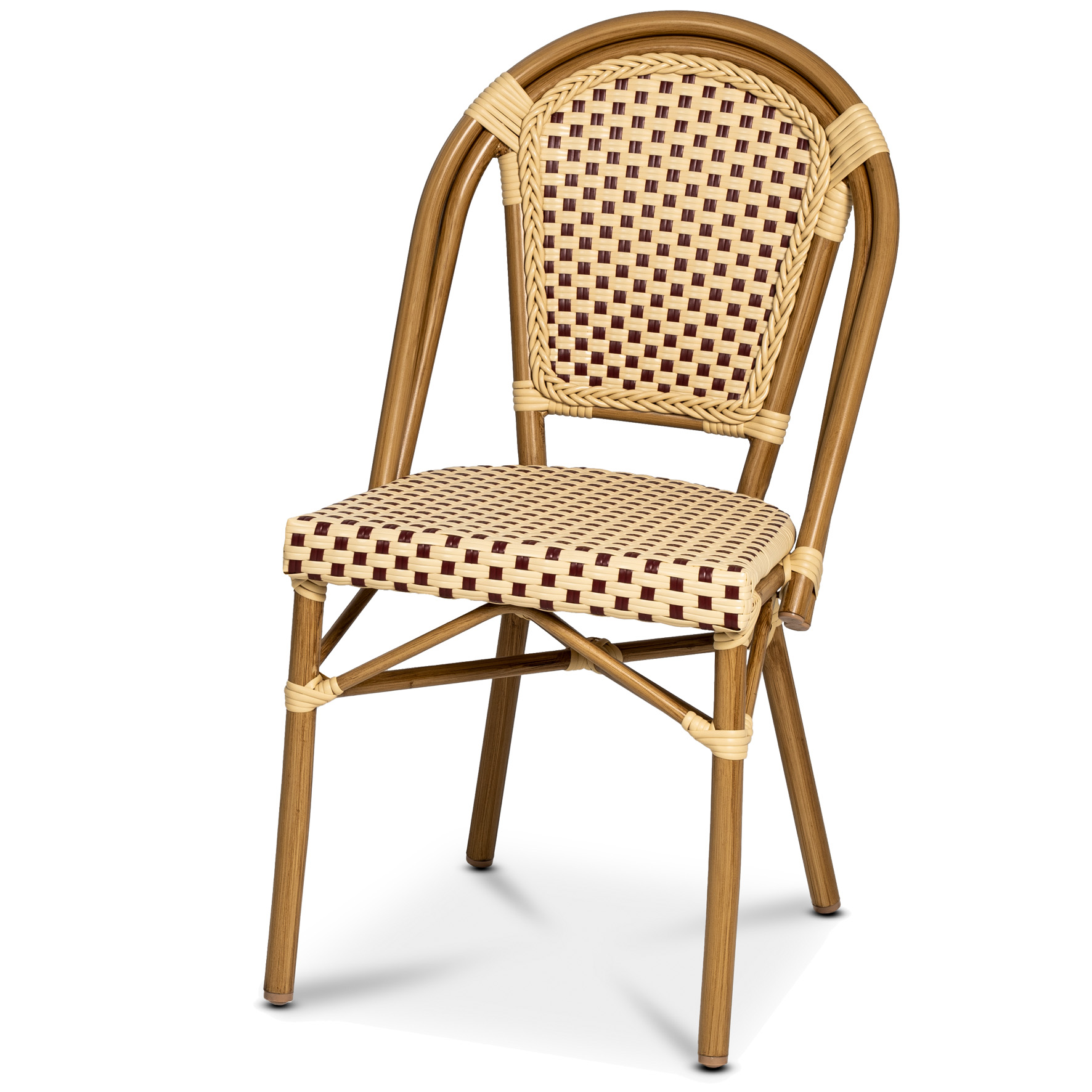Stol Paris Vinröd/creme rottin