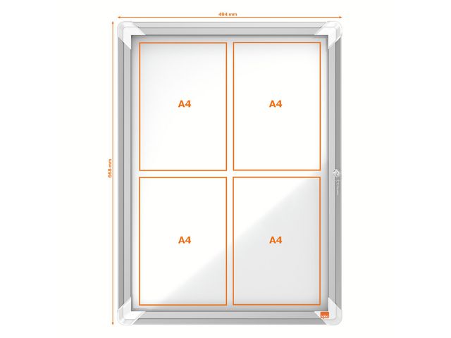 Anslagstavla låsbar Ute 4x A4 Magnetisk Nobo