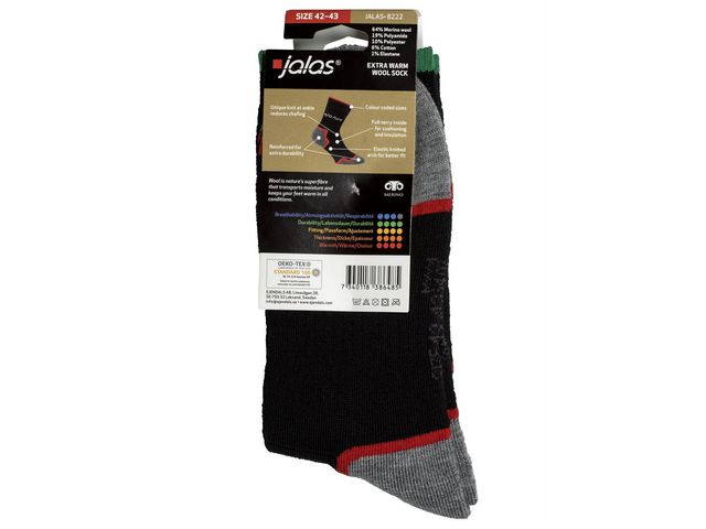 Strumpa merino JALAS 8222 sv/grå