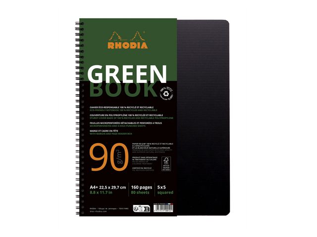 Anteckningsblock GREENBOOK A4+ rut recy