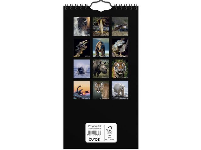 Väggkalender Wild animals 2026