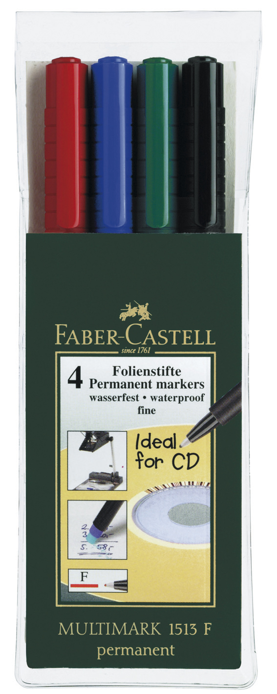 Märkpenna Faber Castell Fine permanent 4 st/fp
