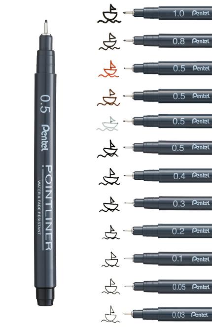 Fineliner PENTEL Pointliner 0,3mm svart