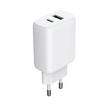 Laddare 1xUSB-C + 1xUSB-A PD/PPS 30W + 18W QC vit