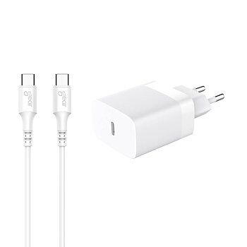 Laddare 1xUSB-C PD/PPS 30W + kabel USB-C till USB-C vit