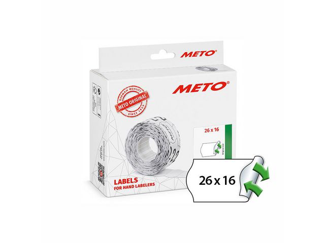 Etikett METO avtagbar 26x16 vit 12000/fp