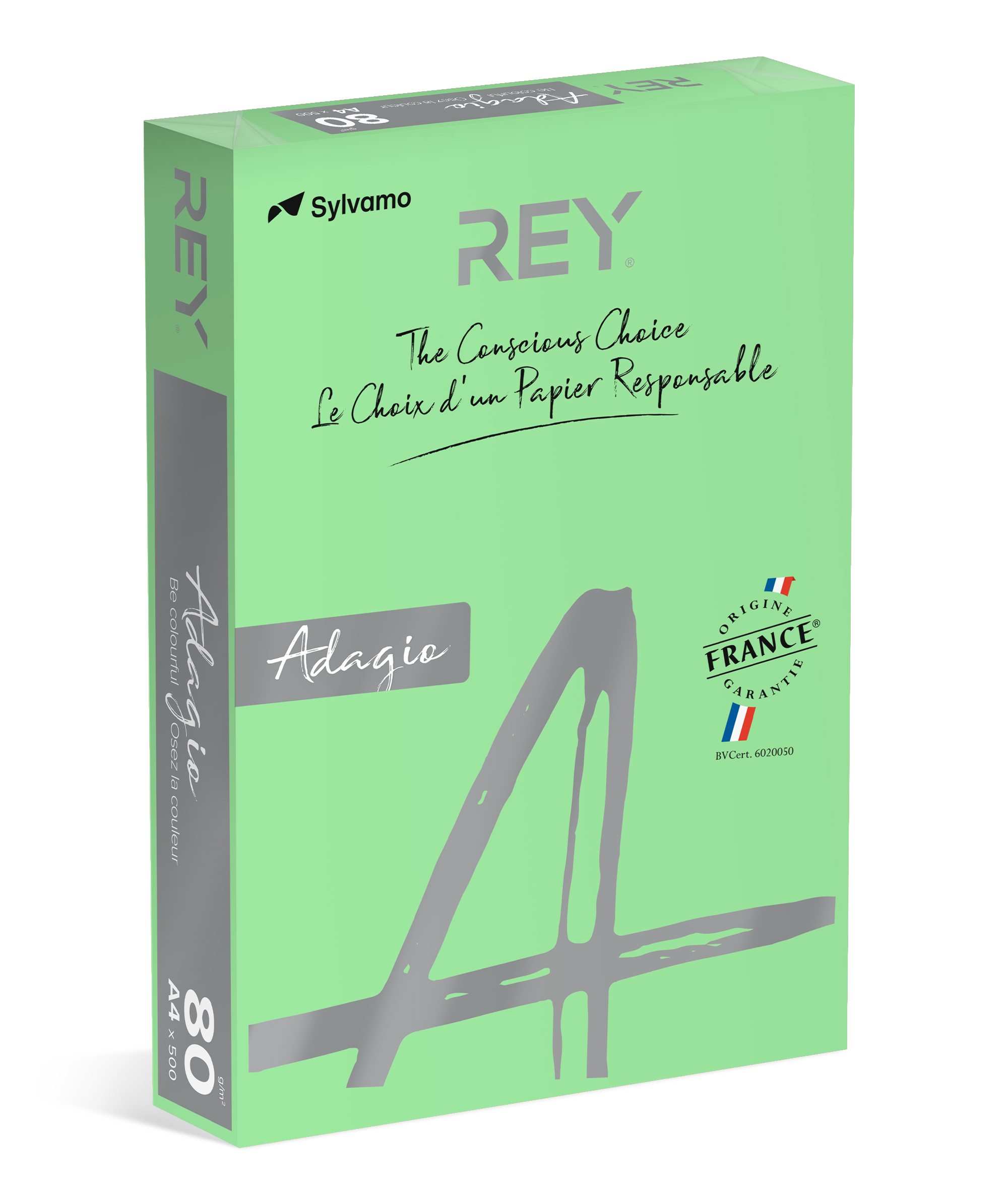 F&auml;rgat kopieringspapper Rey Adagio A4 80g 500/fp Leaf Green