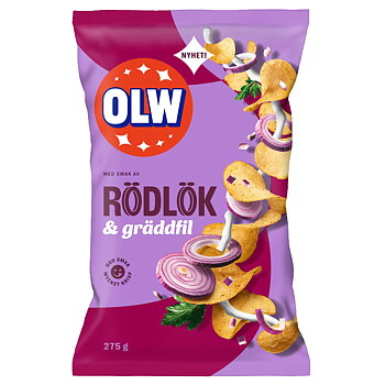 Chips OLW Rödlök & Gräddfil 15x275 g