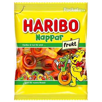 Godis Haribo Nappar Frukt 24x80 g
