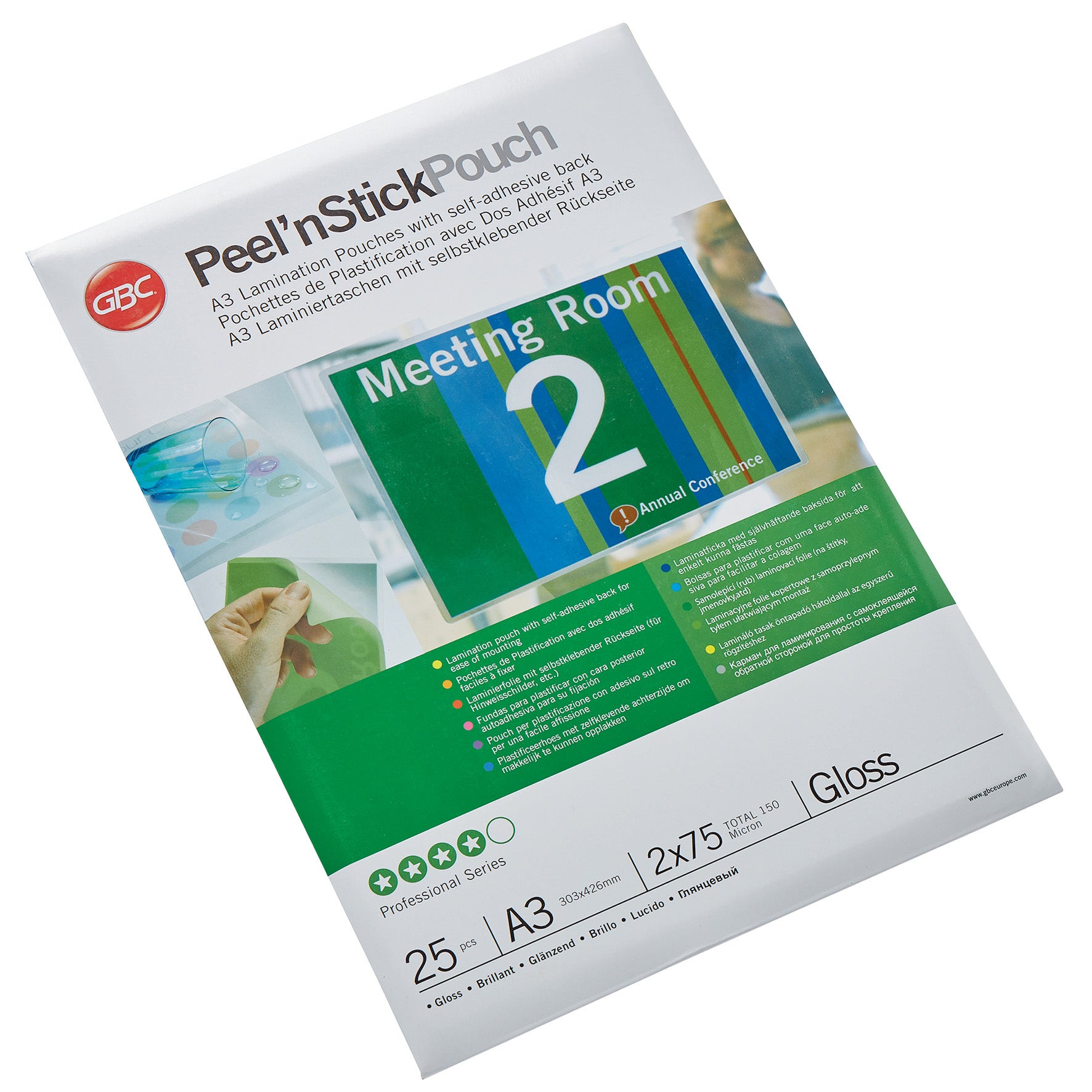 Lamineringsfickor Peel'n Stick A3 75 mikron Gloss 25/fp