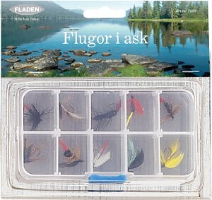 Fiskeflugor set i ask