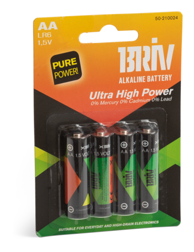 Alkaliska batterier AA (R6), 4-pack.