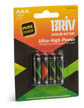 Alkaliska batterier AAA (LR03), 4-pack