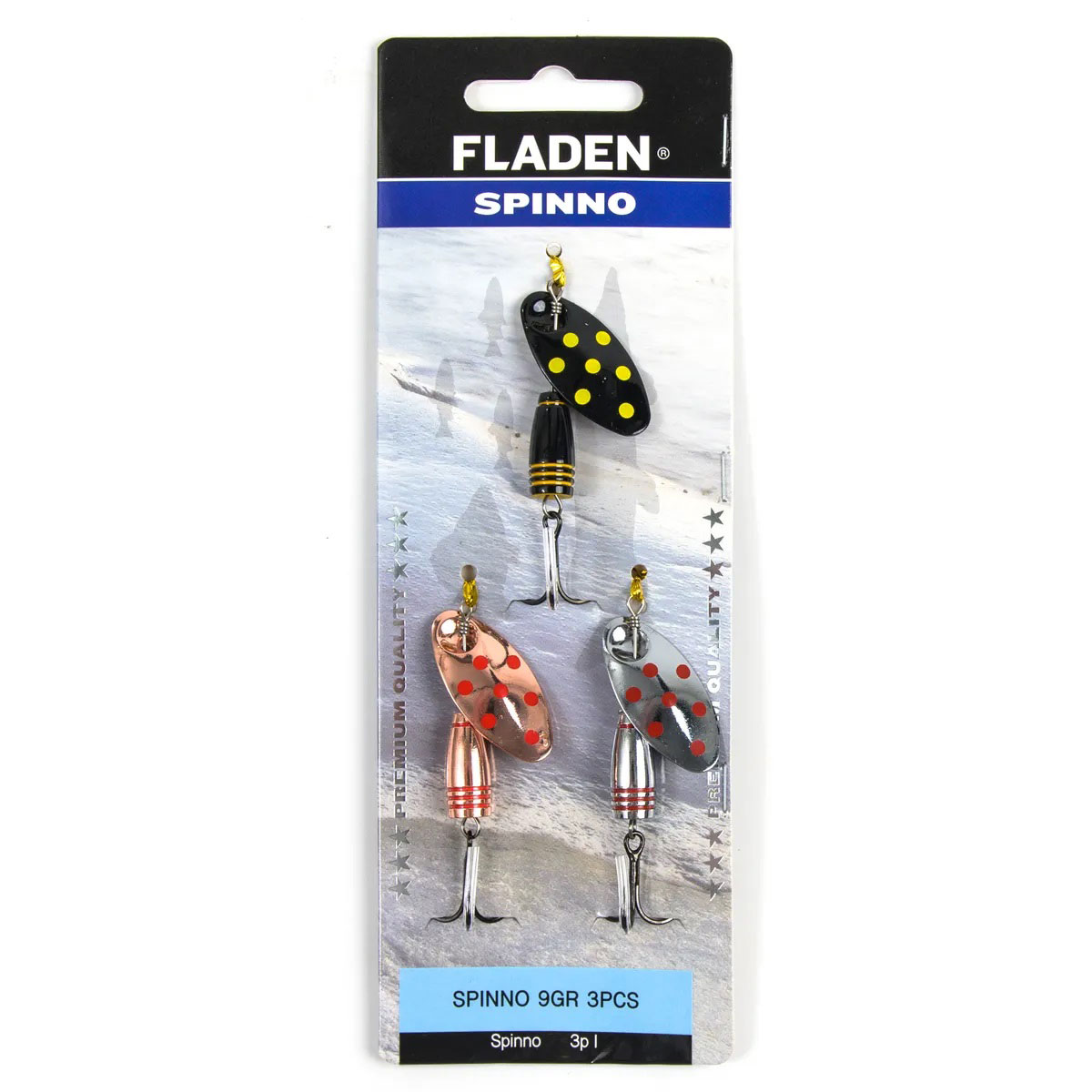 Fladen Spinno 9g - 3-pack med spinnare.