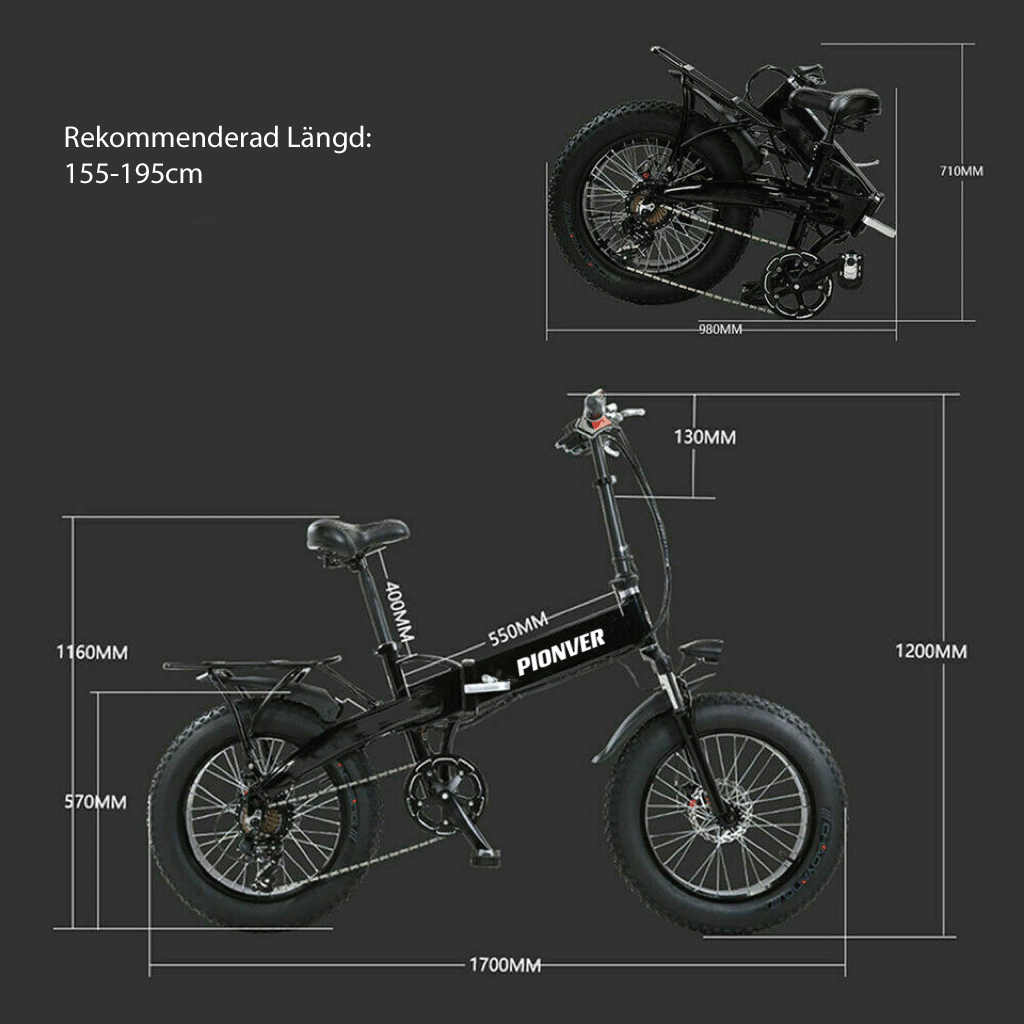 Elcykel Pionver E-bike P40 - ihopfällbar - 2