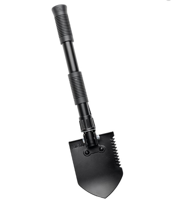 Kompakt fällbar spade med fodral.