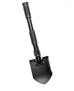 Kompakt fällbar spade med fodral.