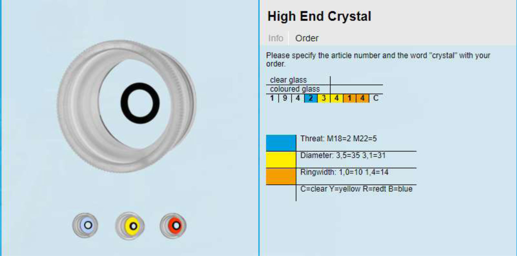 High End Crystal YELLOW  M18/1.2 - 3