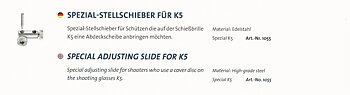 Special adjusting slide for K5   