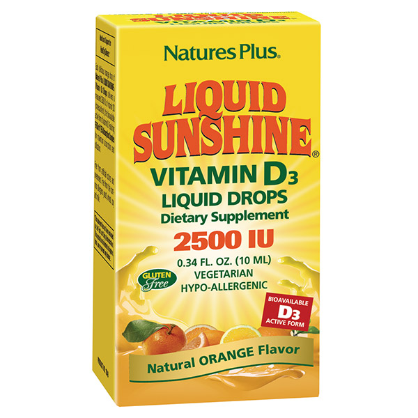 Nature's Plus Liquid Sunshine 2500IU Vitamin D3, 10ml.