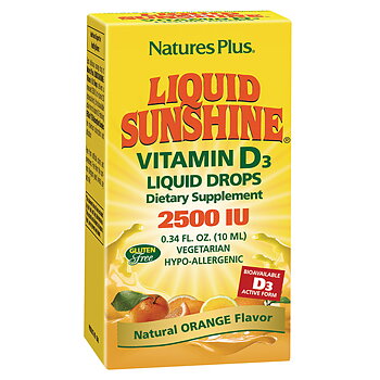 Nature's Plus Liquid Sunshine 2500IU Vitamin D3, 10ml.