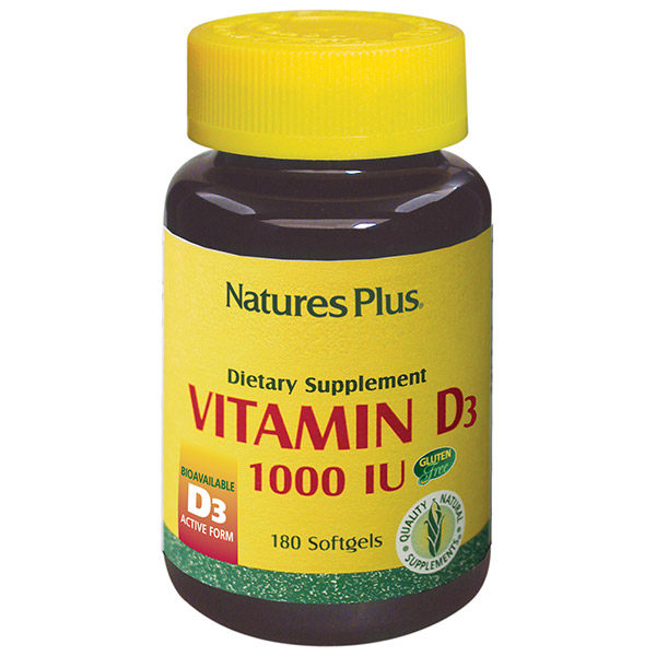 Natures Plus Vitamin D3 1000 IU, 180 kapsl.