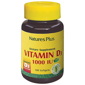 Natures Plus Vitamin D3 1000 IU, 180 kapsl.