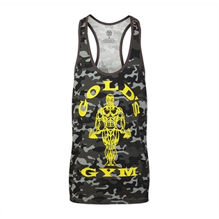 Gold's Gym Muscle Joe Camo String Vest, Black/Camo  Medium