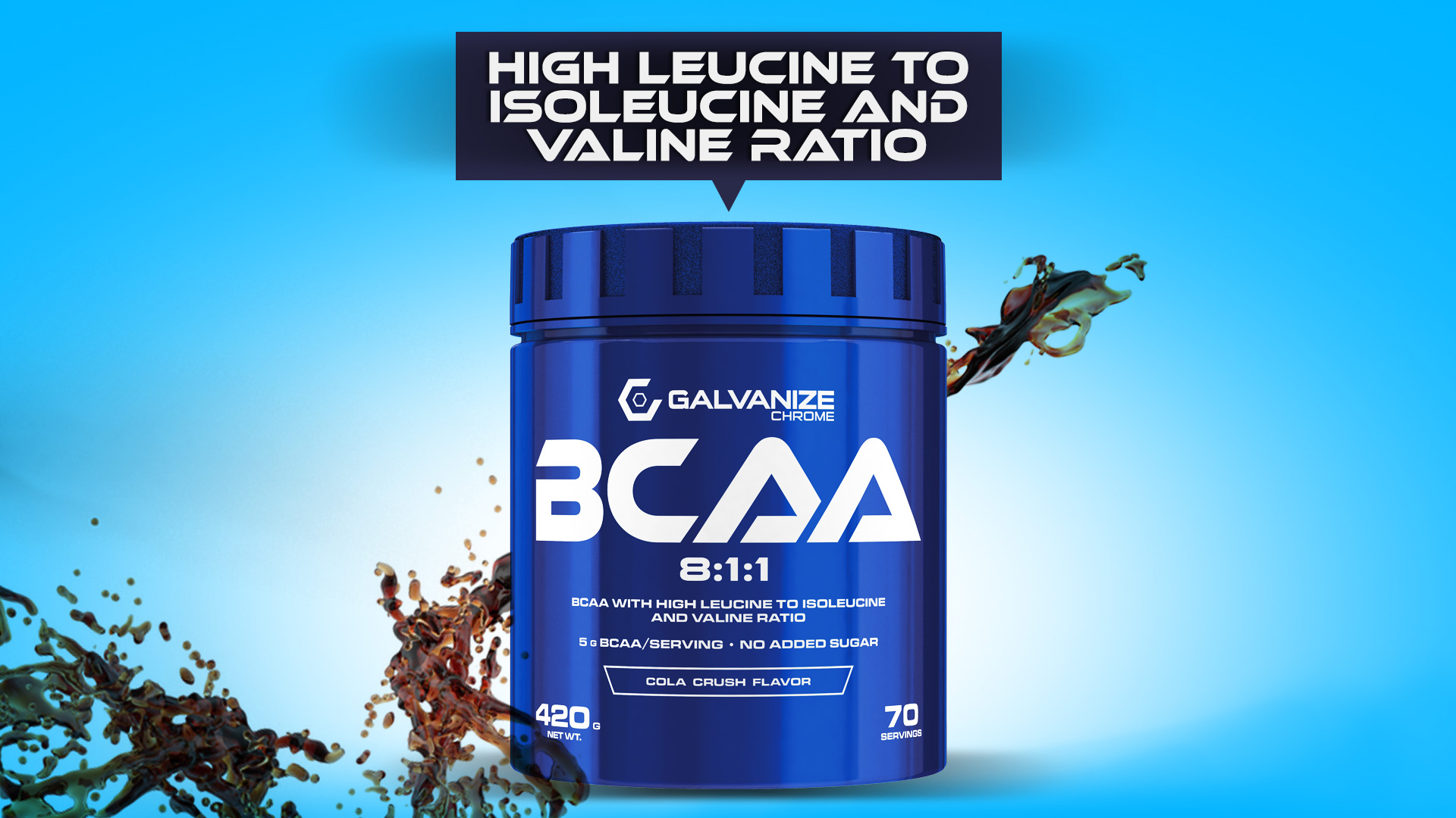 Galvanize Chrome BCAA 8:1:1, 420g. Cola Crush