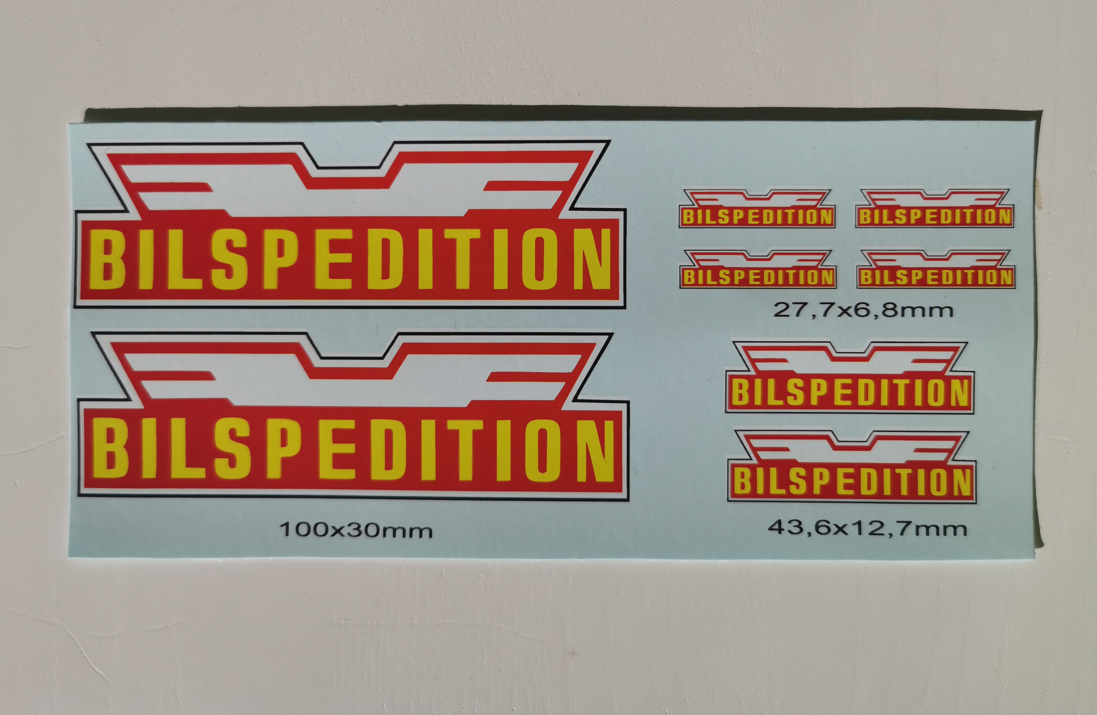 Decal set Bilspedition logos fits to custom models 1:24
