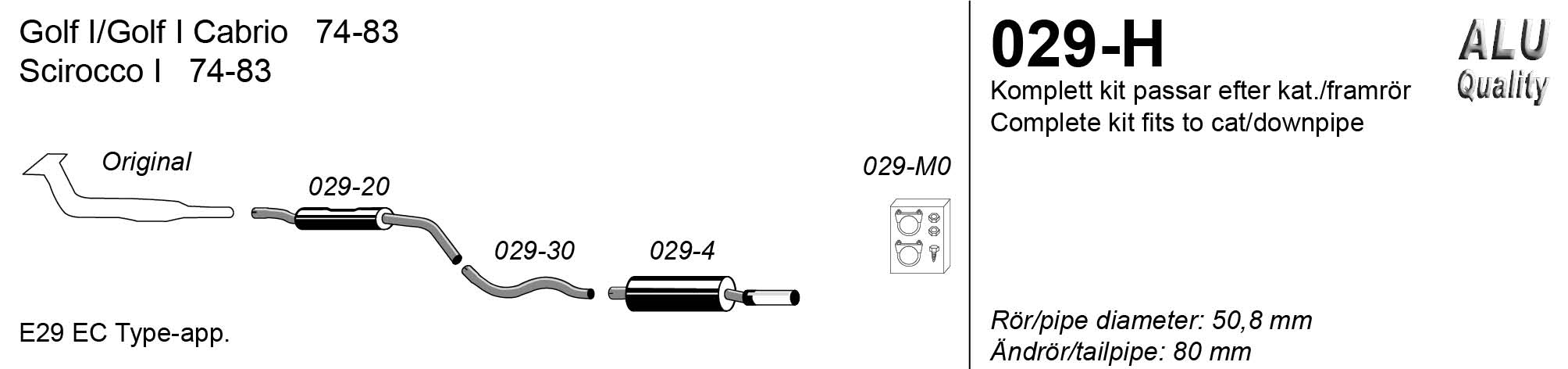 SPORTAVGASSYSTEM 2"  VW Golf 1, Scirocco 74-83 - 2