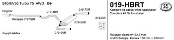 SPORT AVGASSYSTEM  2,5" - VOLVO S/V50 T5 AWD, 2004- 1 ljudd,  Ändrör 2x100 mm