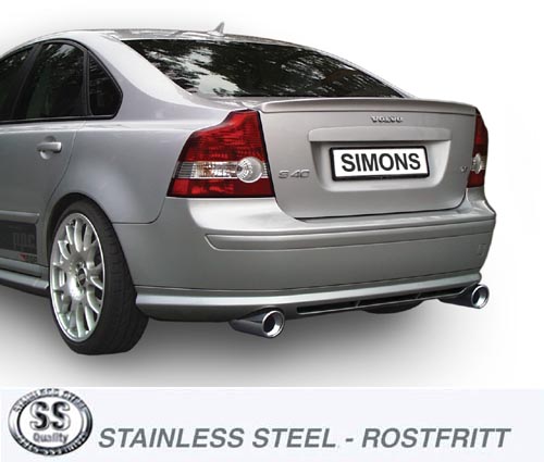 SPORT AVGASSYSTEM  2,5" - VOLVO S/V50 T5 AWD, 2004- 1 ljudd,  Ändrör 2x100 mm - 2