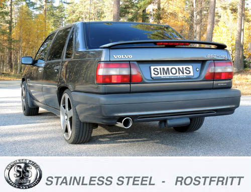 SPORTAVGASSYSTEM 2,5" VOLVO 850-ser/ C70/ V70 I /S70, Turbo, RAK dragning , Ändrör 1x100mm - 4