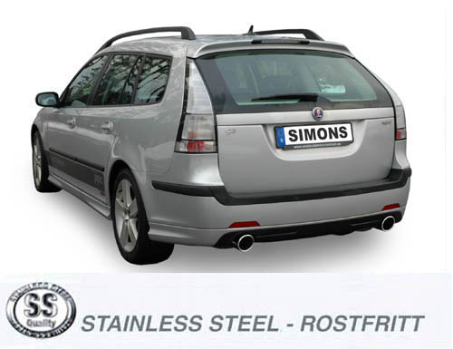 SPORTAVGASSYSTEM 2,5" SAAB 9-3 II, 1,8 2,0T, 2,8 T  Aero, Sport,  Cab/58 lit tank  -"Duplex" - 3