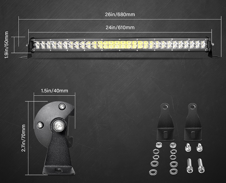 LEDRAMP 2-raders  4D  SLIM Rak  23" / 180* - 2