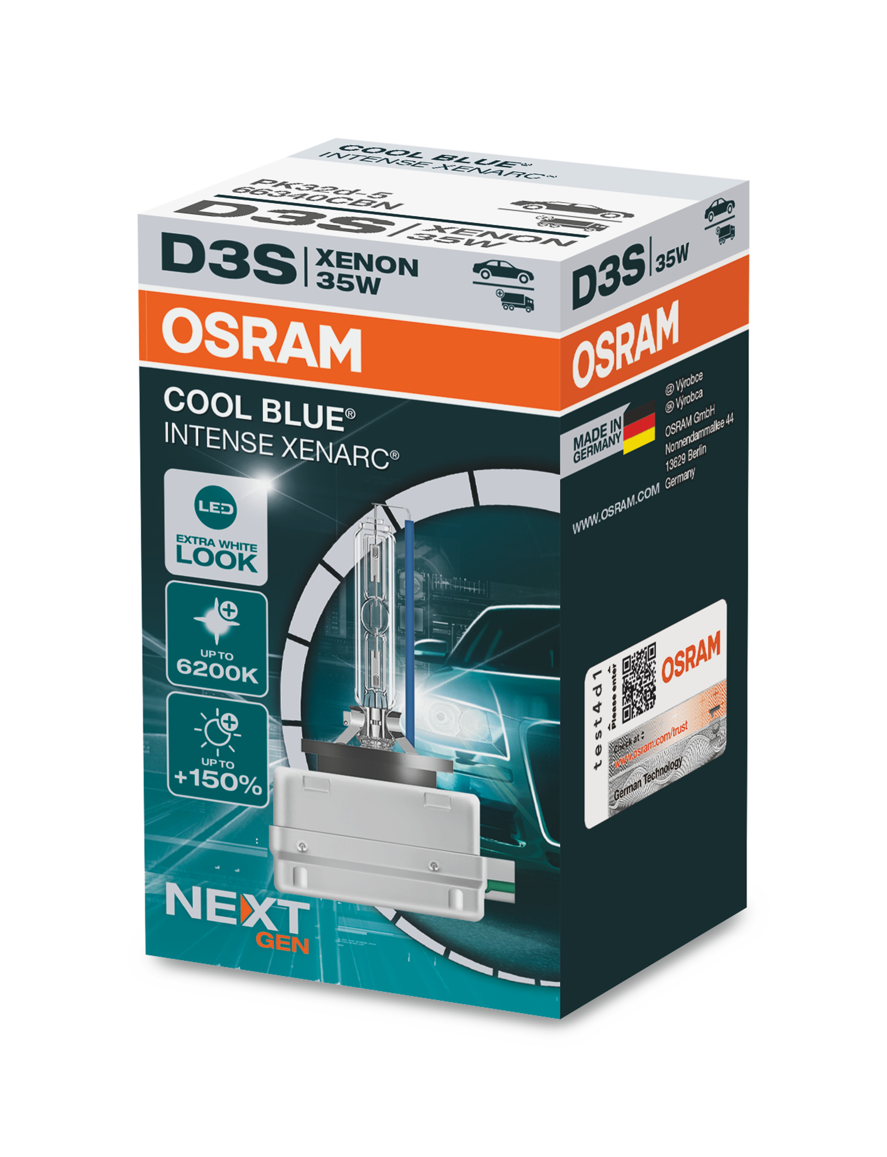 D3S OSRAM COOL BLUE INTENSE Next Generation + 150% 6200K   