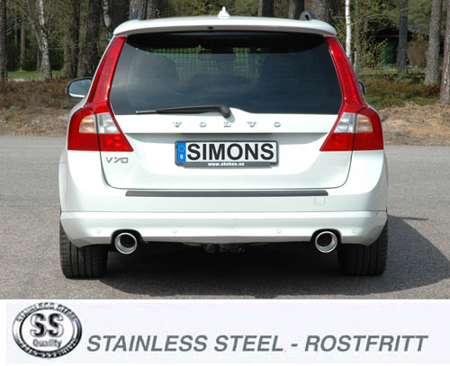 SPORT AVGASSYSTEM  VOLVO V70 III/XC70 III  D3-D4 /2WD, D4-D5 /AWD,  2007-,  Rak dragning , Ändrör 2x100mm - 5