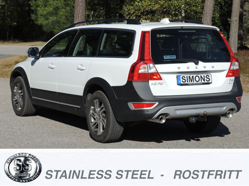 SPORT AVGASSYSTEM  VOLVO V70 III/ XC70 III, 1,6D /D2 - 2WD 2007-  Rak dragning, Ändrör 2x100mm - 5