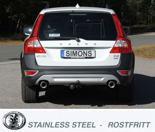 SPORT AVGASSYSTEM  VOLVO V70 III/ XC70 III,  S80 II T6 AWD, Ändrör 2x100mm - 4