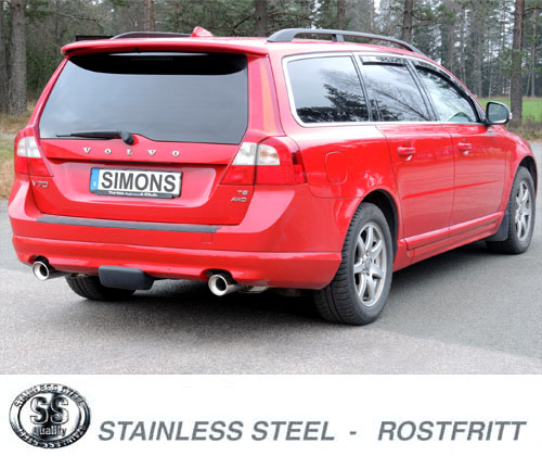 SPORT AVGASSYSTEM  VOLVO V70 III/ XC70 III,  S80 II T6 AWD, Ändrör 2x100mm - 3