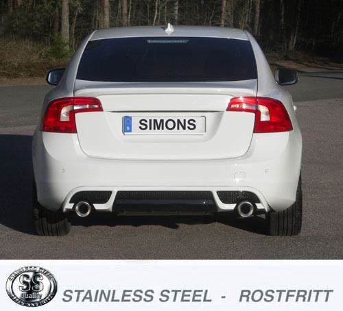 SPORTAVGAS Bakre dämpare  VOLVO S60II/V60  Diesel 2WD/AWD,  2010- 2018,  Ändrör 2x100mm - 3