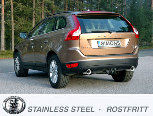 SPORT AVGASSYSTEM  VOLVO XC60  T6  med främre rör, Ändrör 2x100mm - 3