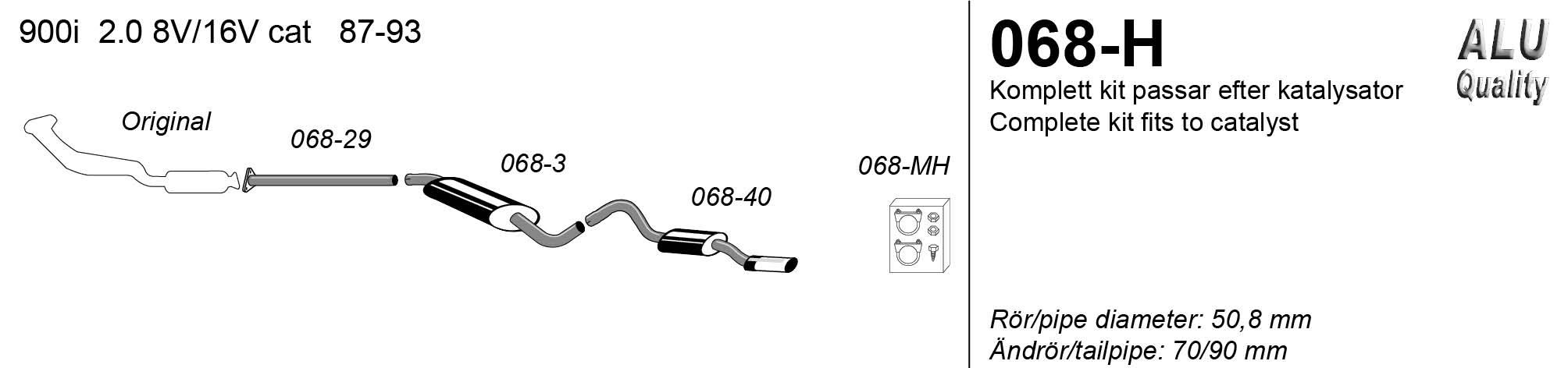 SPORT AVGASSYSTEM 2" SAAB 900 1987-1993 - 2