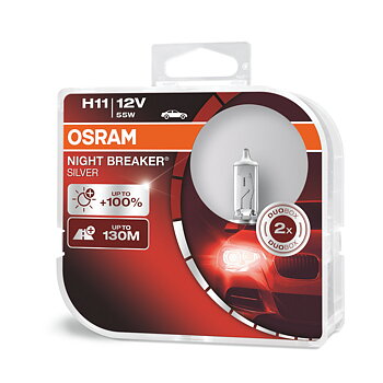 H11 OSRAM 12V NIGHT BREAKER SILVER  2-PACK / OUTLET