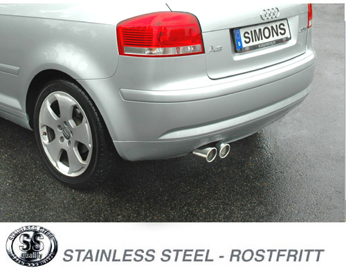 SPORTAVGAS BAKRE ljuddämpare  Audi A3 04- /VW Golf 5 / Golf 6  2x 80 mm - 3