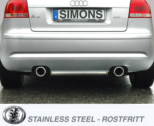 SPORTAVGASSYSTEM 3"  Audi A3 04- /VW Golf 5 / Golf 6 m racerör - Duplex 1x100 mm - 2