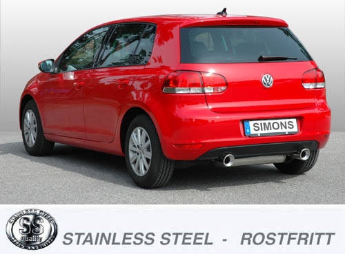 SPORTAVGASSYSTEM 3"  Audi A3 04- /VW Golf 5 / Golf 6 m racerör - Duplex 1x100 mm - 4